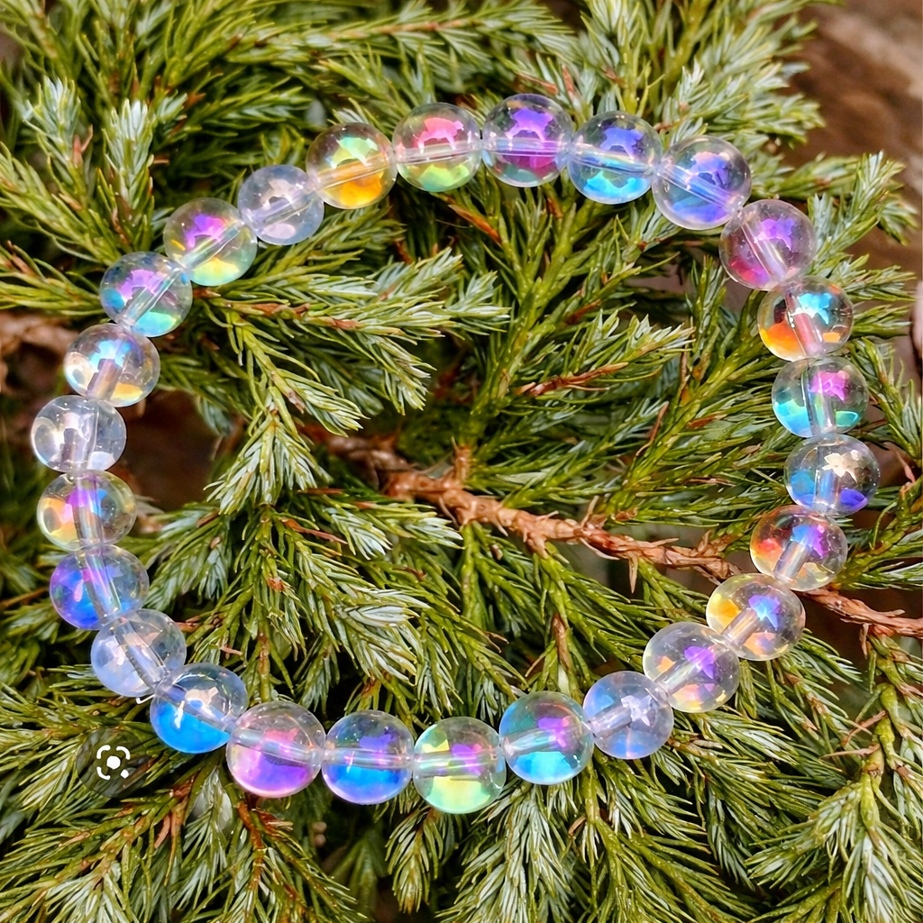 Angel Aura Quartz Healing Bracelet – Rainbow Energy Crystal Jewelry